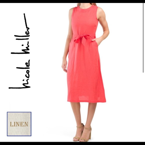 Nicole Miller Dresses & Skirts - NICOLE MILLER NEW YORK Linen Sleeveless Tie Waist Midi Dress